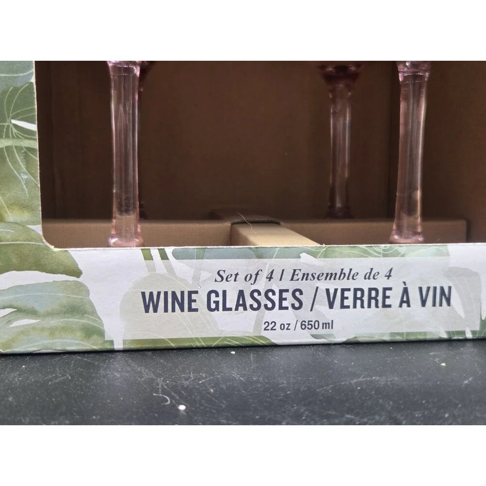 Set Of 4 Tommy Bahama Shatterproof BPA Free Wine Glasses Pink